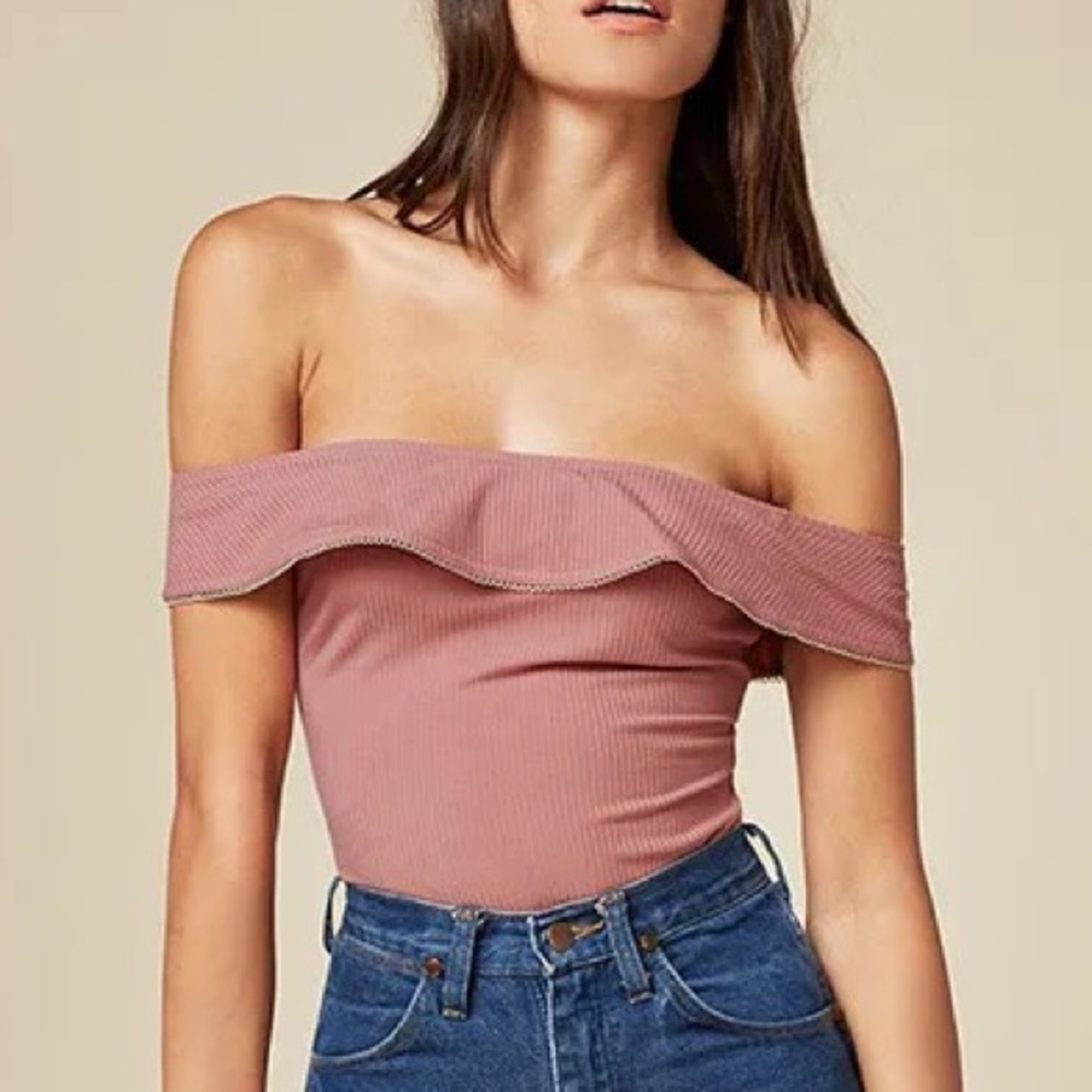 Reformation Pink Off-Shoulder Bodysuit